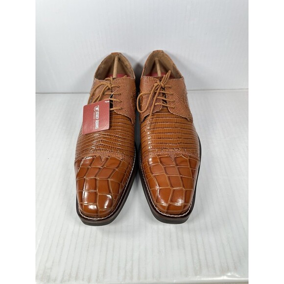 Stacy Adams Esposito Cap Toe Oxford Shoe Animal Print Tan Men Size 9.5 25538-240 - Picture 2 of 8